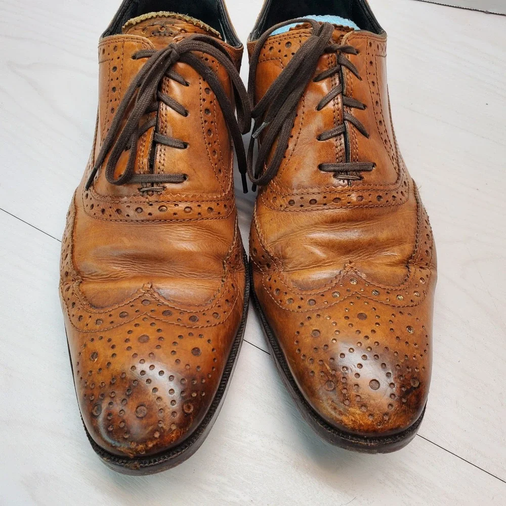 To‎ Boot New York Adam Derrick Mens Brown Leather Wingtip Brogue Oxfords 8.5 Lux